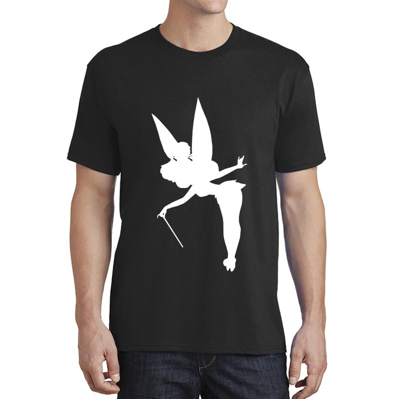 White Tinker Bell Silhouette Unisex T-Shirt Men Black