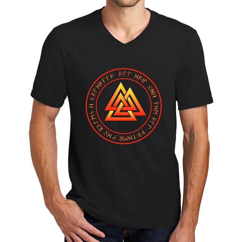 Valknut With Praise For Odin Unisex V-Neck T-Shirt Men Black