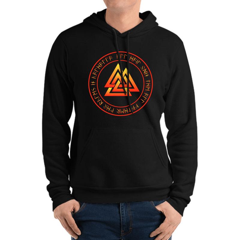 Valknut With Praise For Odin Unisex Hooded Sweatshirt Men Black