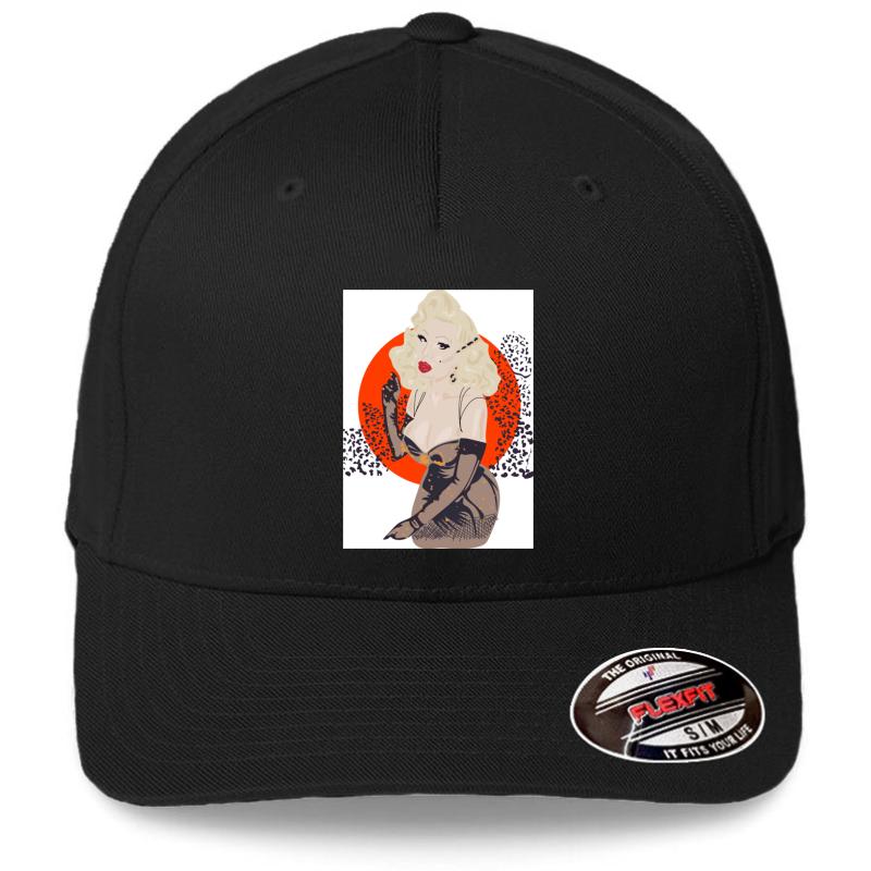 Amanda Lepore Leopard Print Flexfit Baseball Cap  Black