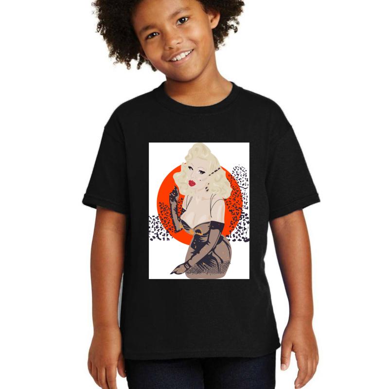 Amanda Lepore Leopard Print Youth T-Shirt Boy Black