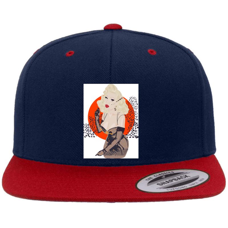 Amanda Lepore Leopard Print Premium Flat Bill Snapback Cap  Navy