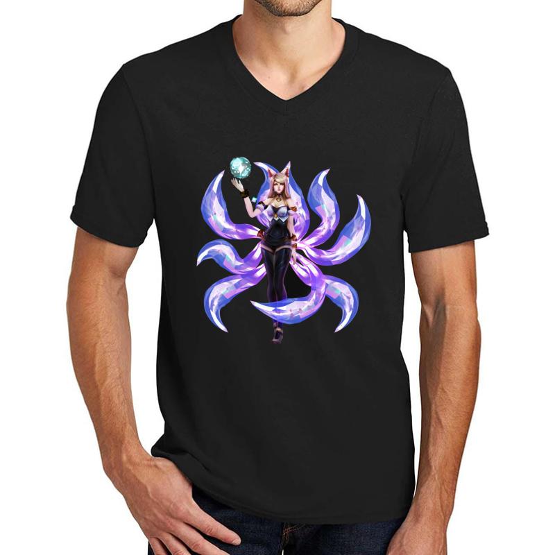 Ahri Unisex V-Neck T-Shirt Men Black