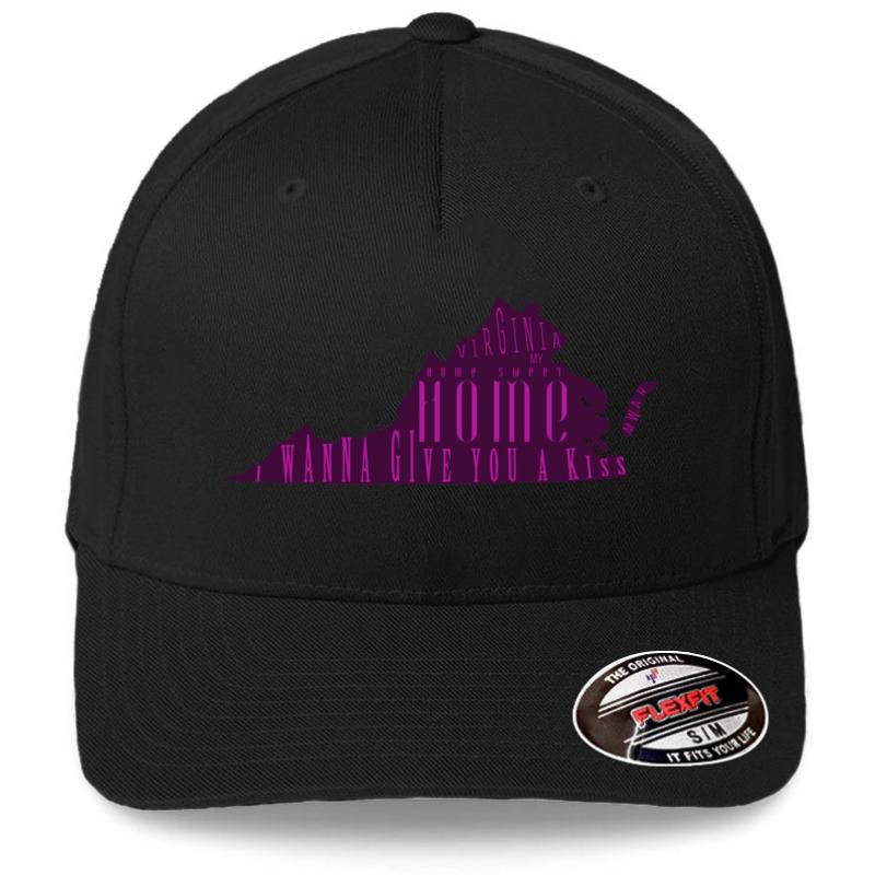 Virginia My Home Sweet Home I Wanna Give You A Kiss Flexfit Baseball Cap  Black