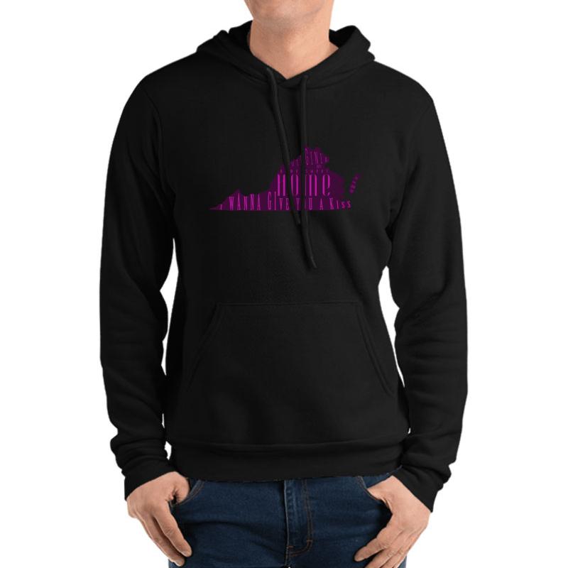 Virginia My Home Sweet Home I Wanna Give You A Kiss Unisex Hooded Sweatshirt Men Black