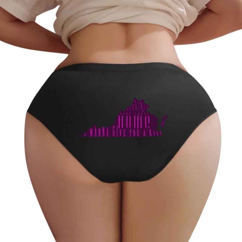 Virginia My Home Sweet Home I Wanna Give You A Kiss Women Underwear Panties Women Black