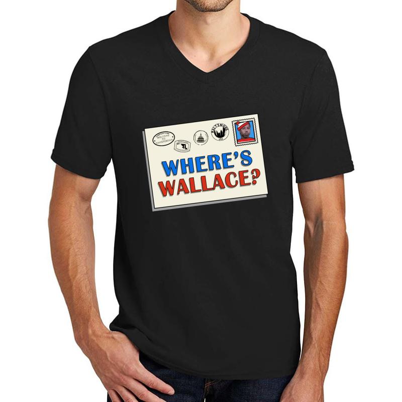 Where's Wallace? The Wire  Unisex V-Neck T-Shirt Men Black