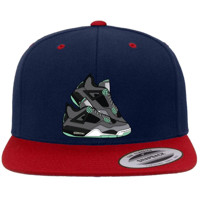 Air Jordan 4 Green Glows!  Premium Flat Bill Snapback Cap  Navy