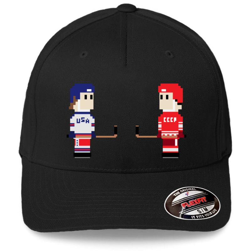 8-Bit Miracle On Ice Flexfit Baseball Cap  Black