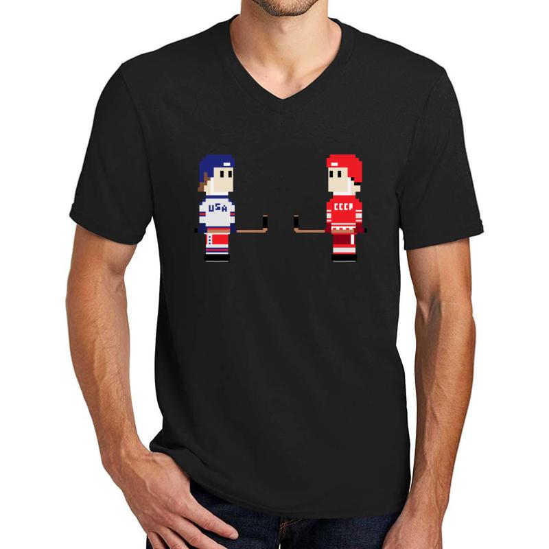 8-Bit Miracle On Ice Unisex V-Neck T-Shirt Men Black