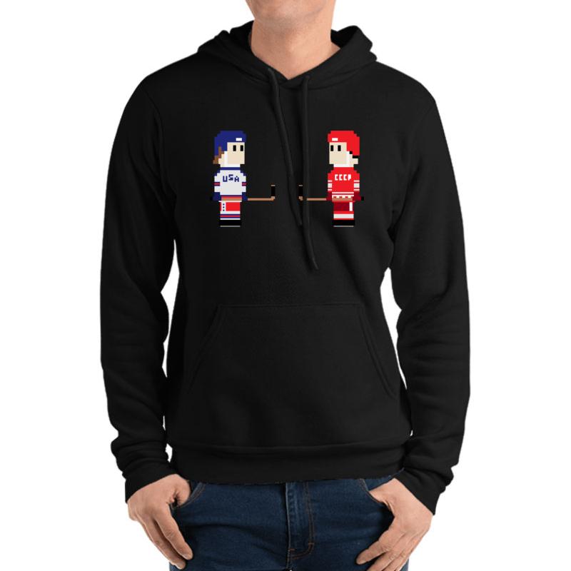 8-Bit Miracle On Ice Unisex Hooded Sweatshirt Men Black