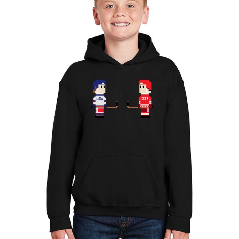 8-Bit Miracle On Ice Youth Hooded Sweatshirt Boy Black