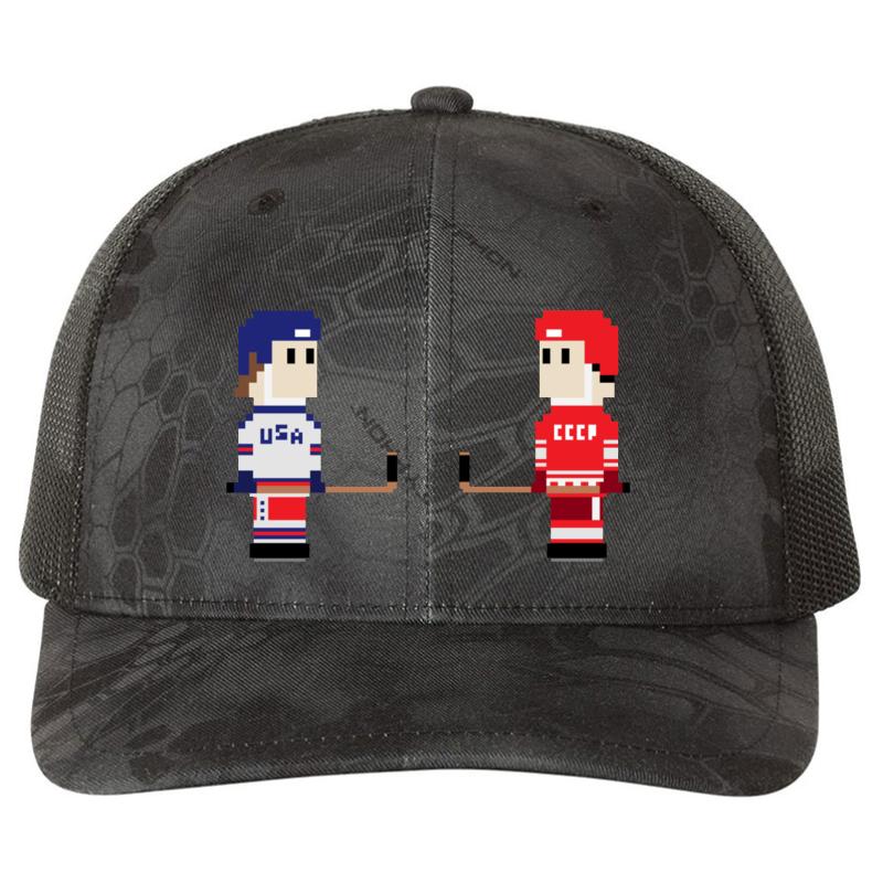 8-Bit Miracle On Ice Richardson Premium Trucker Snapback Cap  Kryptek Typhon Black