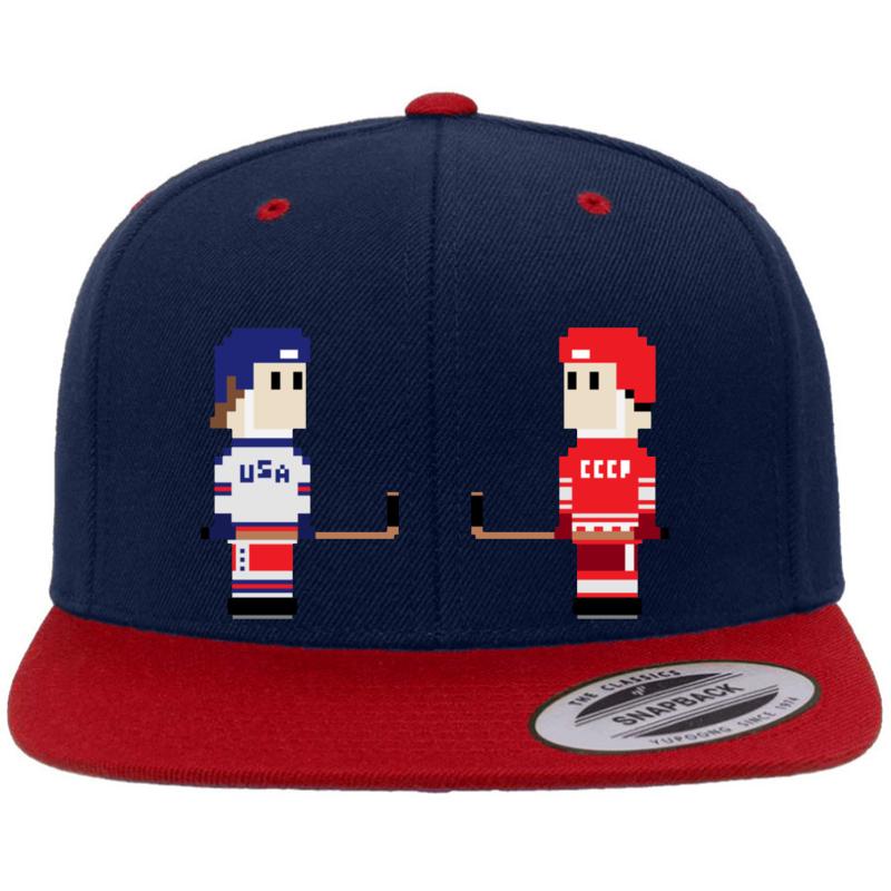 8-Bit Miracle On Ice Premium Flat Bill Snapback Cap  Navy