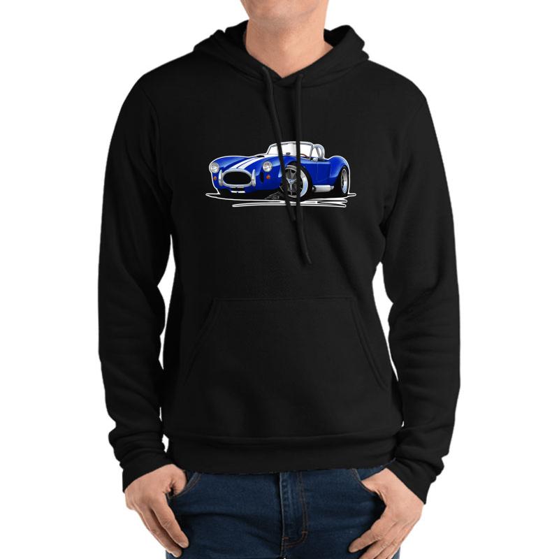 Ac Shelby Cobra Blue White Stripes  Unisex Hooded Sweatshirt Men Black