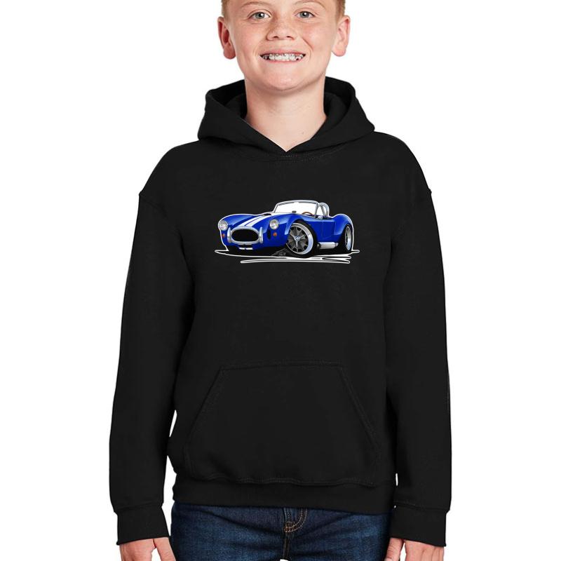 Ac Shelby Cobra Blue White Stripes  Youth Hooded Sweatshirt Boy Black