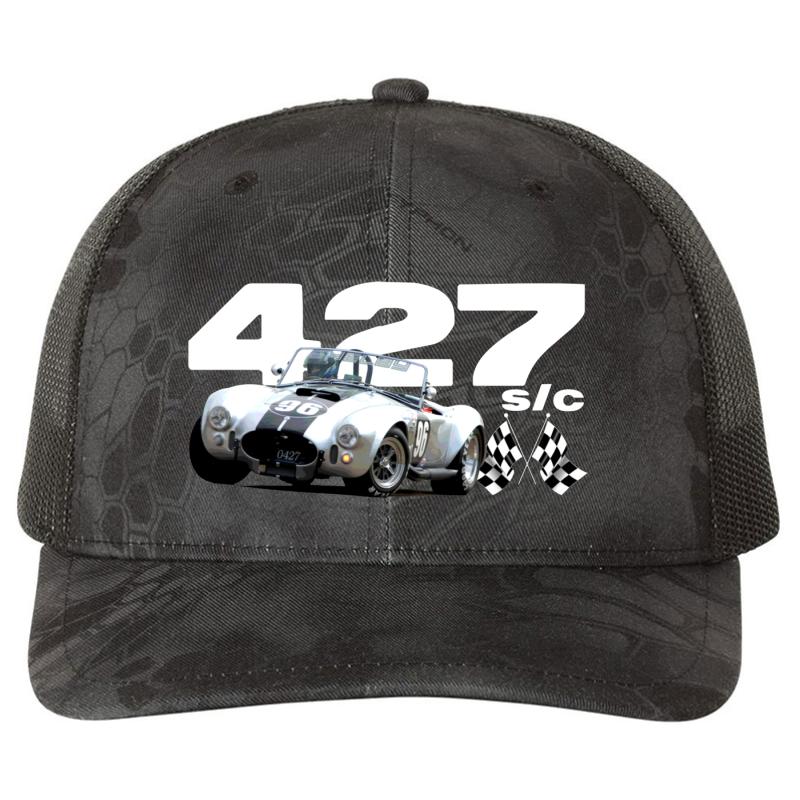 1965 Shelby Ac Cobra 427 S C Richardson Premium Trucker Snapback Cap  Kryptek Typhon Black