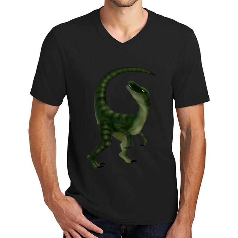 Velociraptor Unisex V-Neck T-Shirt Men Black