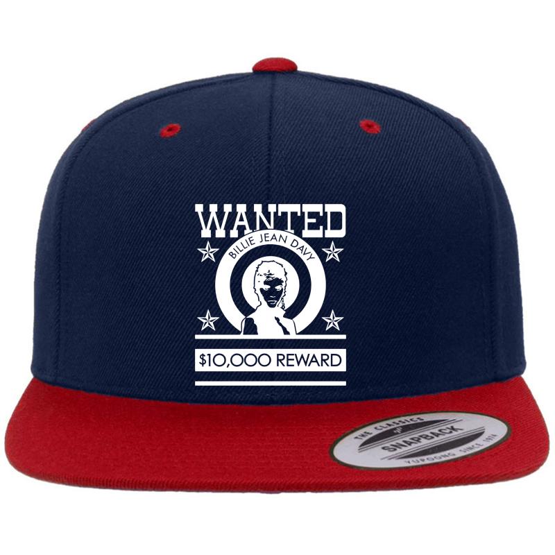 Wanted -Billie Jean Davy White  Premium Flat Bill Snapback Cap  Navy