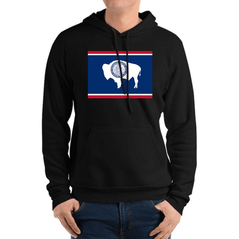 Wyoming State Flag Map Unisex Hooded Sweatshirt Men Black