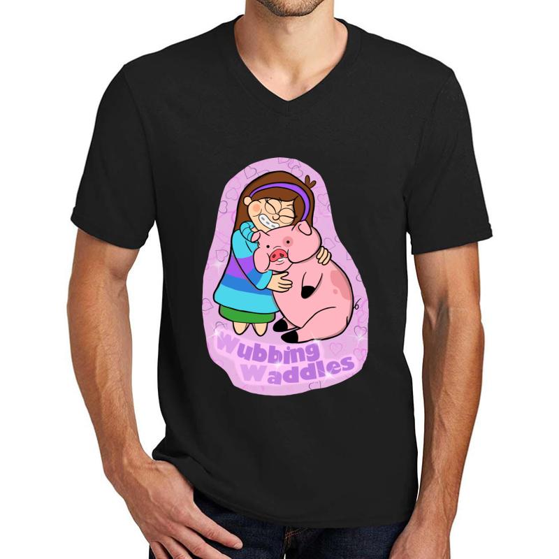 Wubbing Waddles Gravity Falls Unisex V-Neck T-Shirt Men Black