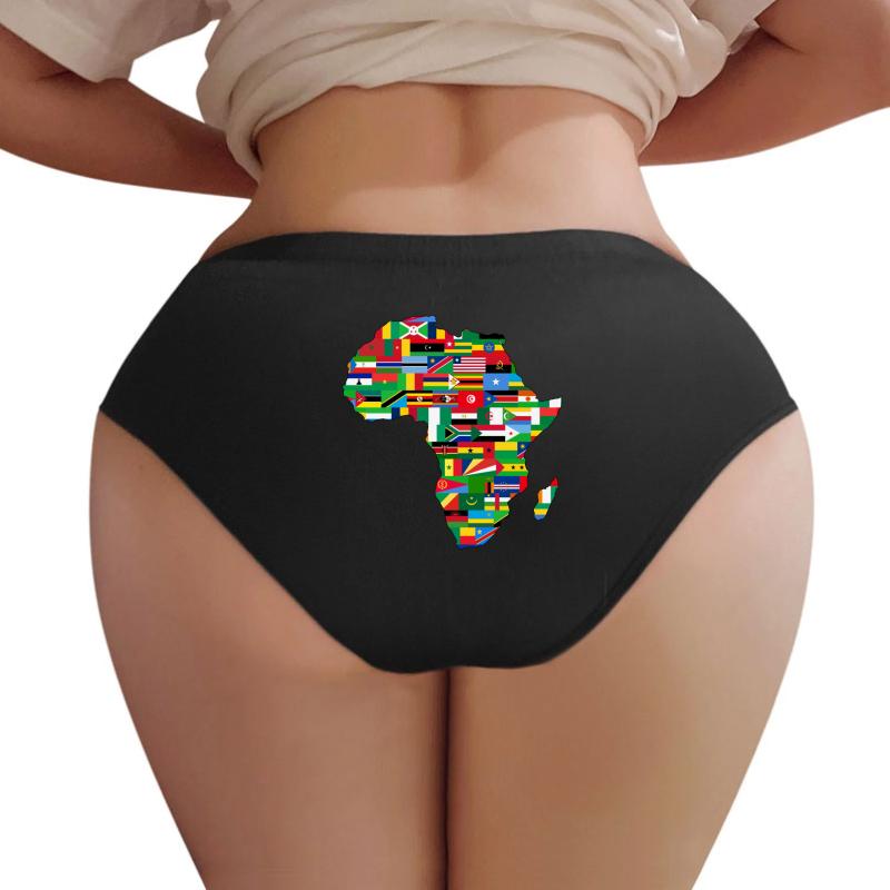 Africa Flags Map Women Underwear Panties Women Black