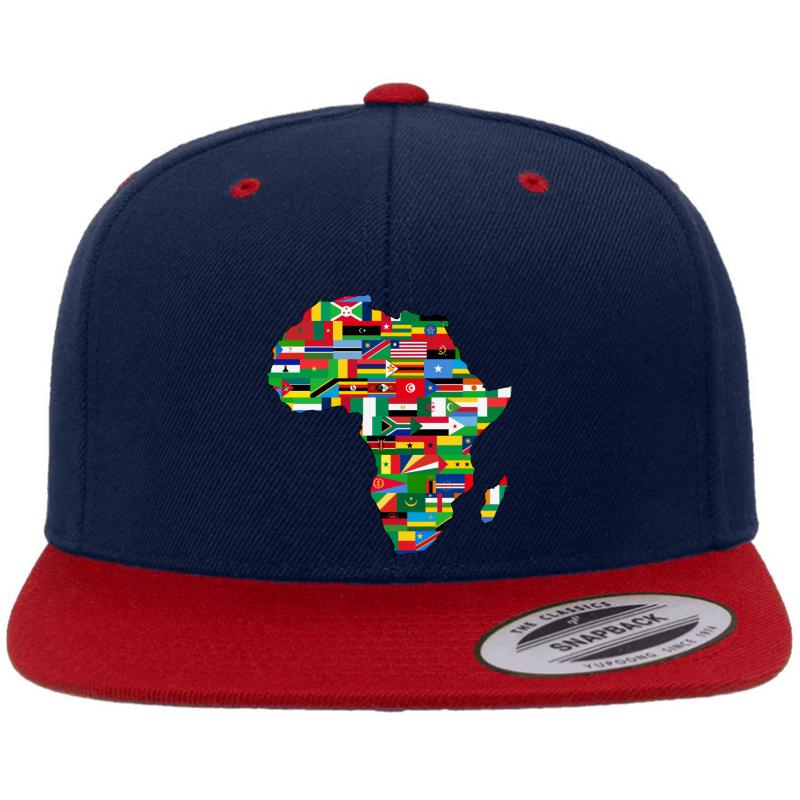 Africa Flags Map Premium Flat Bill Snapback Cap  Navy