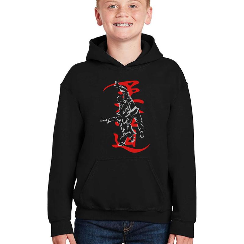 All Time Popular Aw662 Fight Judo Trending Youth Hooded Sweatshirt Boy Black