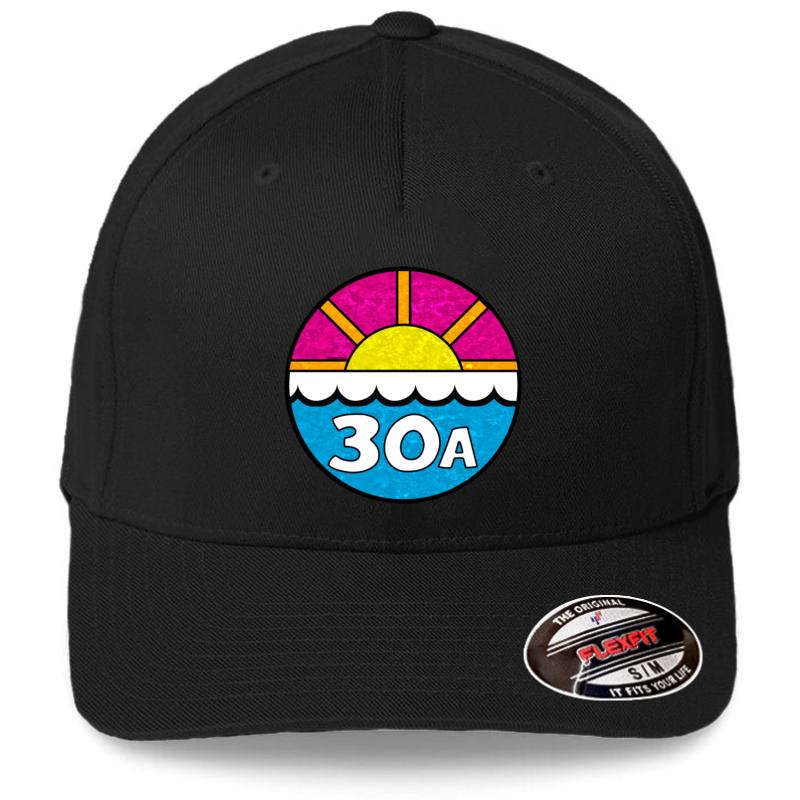 30A Florida Emerald Coast 30 A Beach Ocean Vacation Flexfit Baseball Cap  Black