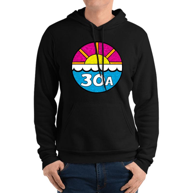 30A Florida Emerald Coast 30 A Beach Ocean Vacation Unisex Hooded Sweatshirt Men Black