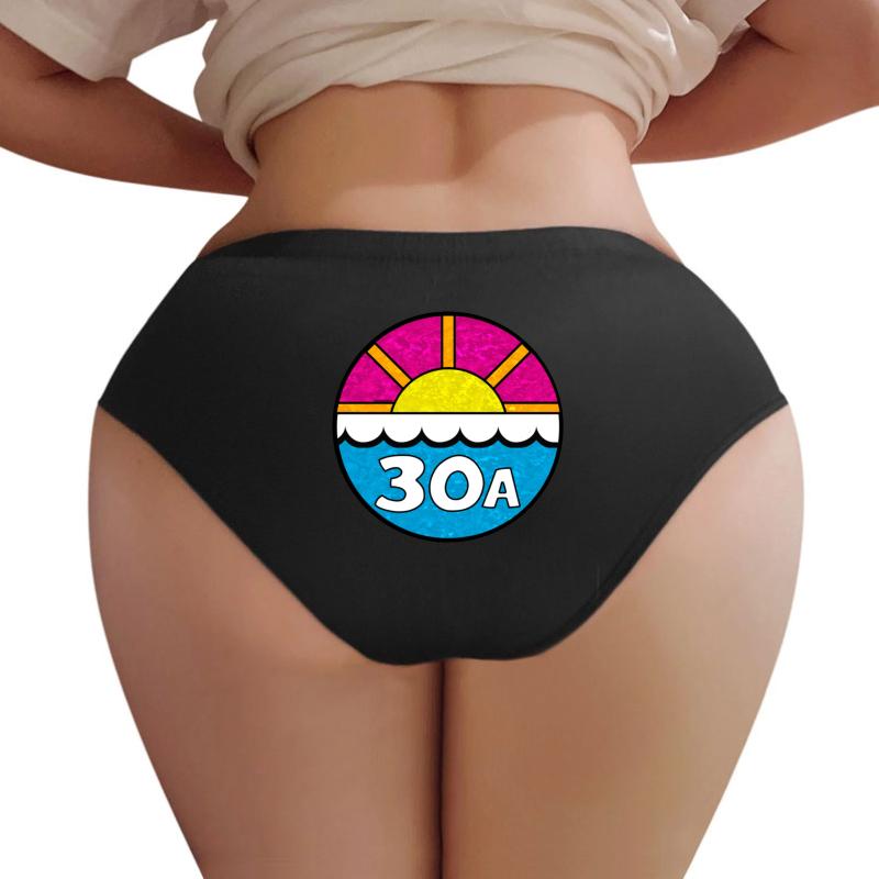 30A Florida Emerald Coast 30 A Beach Ocean Vacation Women Underwear Panties Women Black