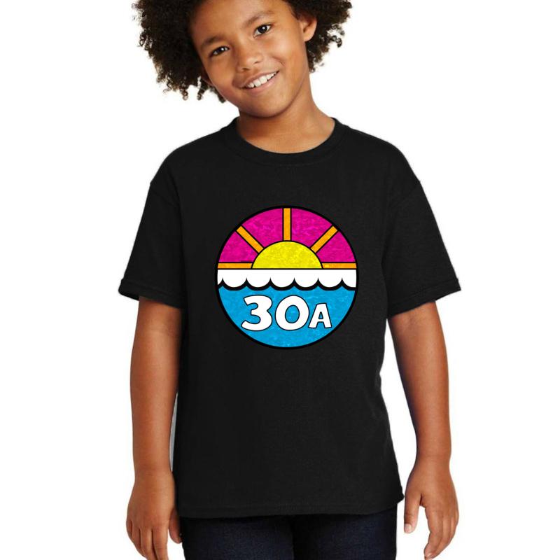 30A Florida Emerald Coast 30 A Beach Ocean Vacation Youth T-Shirt Boy Black