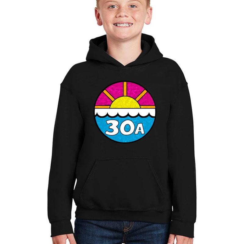 30A Florida Emerald Coast 30 A Beach Ocean Vacation Youth Hooded Sweatshirt Boy Black