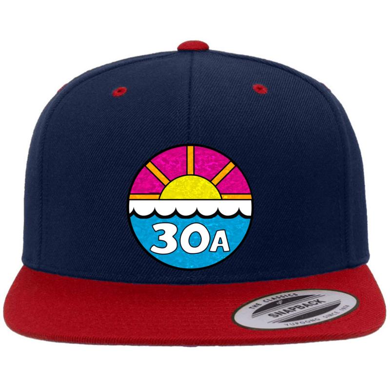 30A Florida Emerald Coast 30 A Beach Ocean Vacation Premium Flat Bill Snapback Cap  Navy