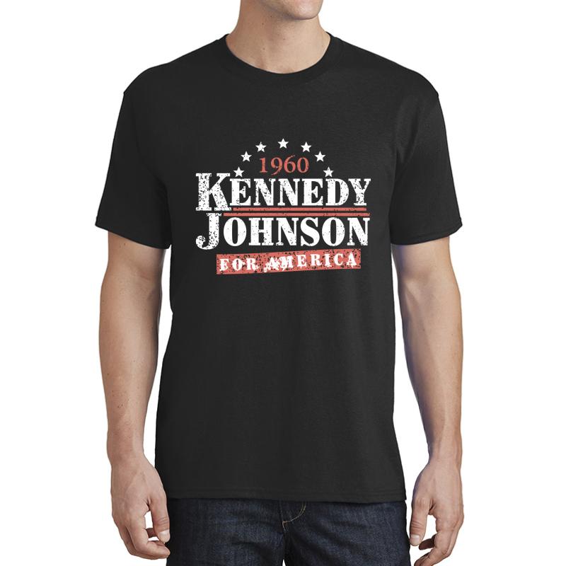 Vintage Kennedy Johnson 1960 Presidential Campaign Unisex T-Shirt Men Black