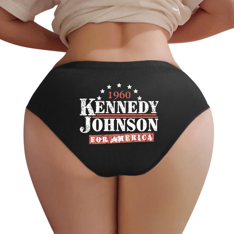 Vintage Kennedy Johnson 1960 Presidential Campaign Women Underwear Panties Women Black