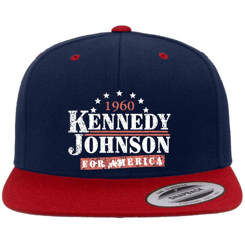 Vintage Kennedy Johnson 1960 Presidential Campaign Premium Flat Bill Snapback Cap  Navy