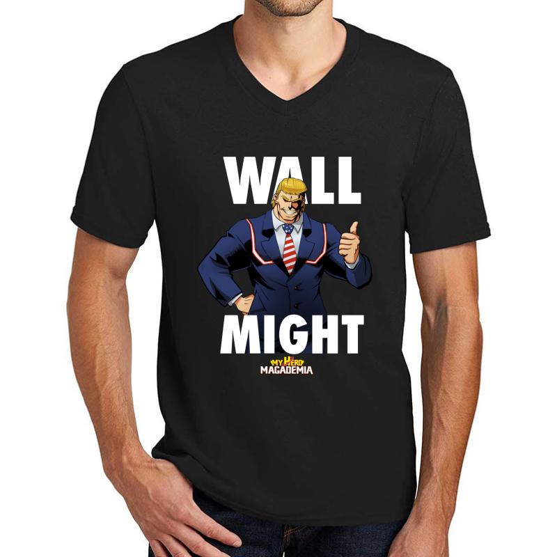 Wall Might - My Hero Magademia Unisex V-Neck T-Shirt Men Black