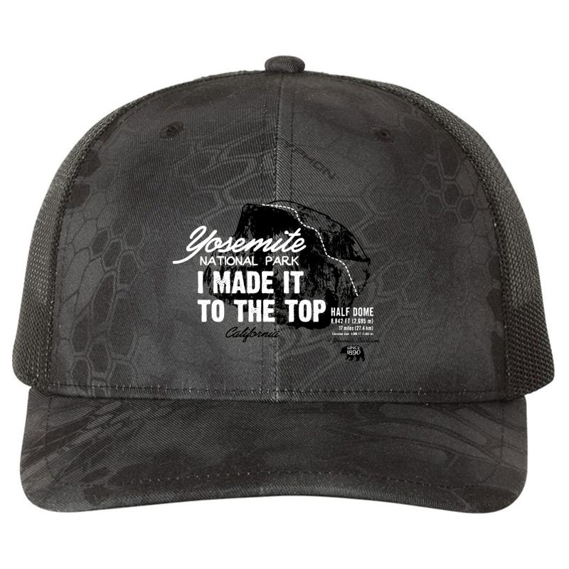 Yosemite National Park Half Dome California America Imittt I Made It To The Top Richardson Premium Trucker Snapback Cap  Kryptek Typhon Black