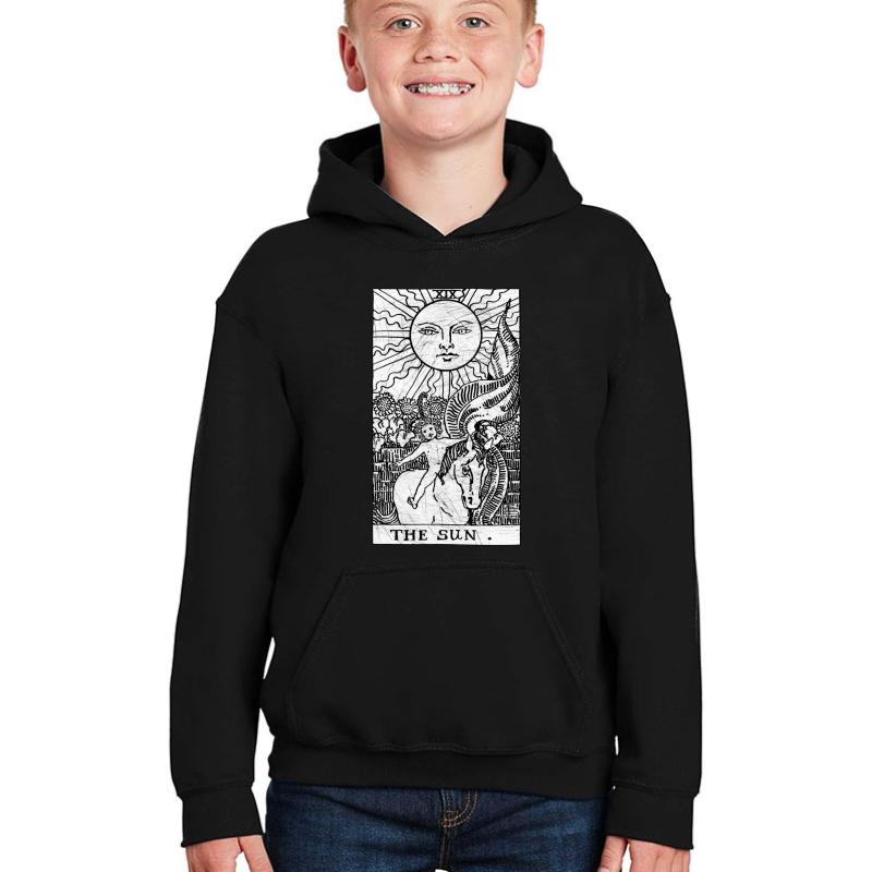 The Sun Tarot Card - Major Arcana - Fortune Telling - Occult Youth Hooded Sweatshirt Boy Black