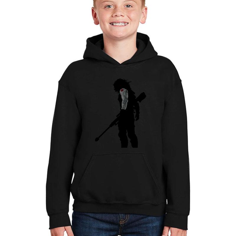 Winter Soldier Silhouette Youth Hooded Sweatshirt Boy Black