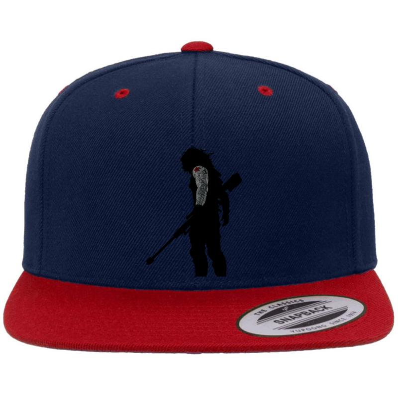 Winter Soldier Silhouette Premium Flat Bill Snapback Cap  Navy