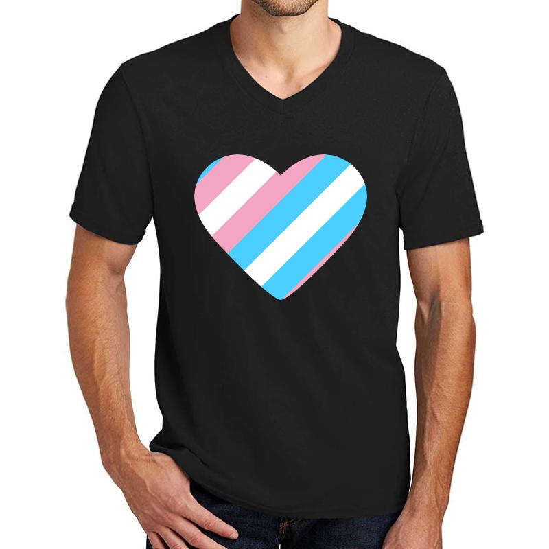 Transgender Pride Flag Stripes Unisex V-Neck T-Shirt Men Black