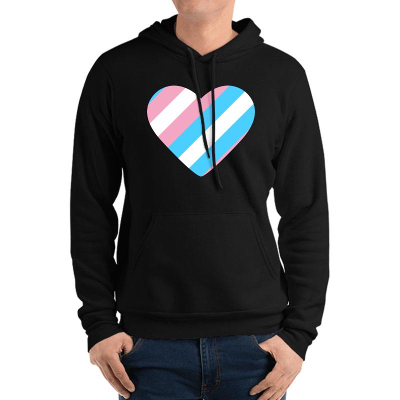 Transgender Pride Flag Stripes Unisex Hooded Sweatshirt Men Black