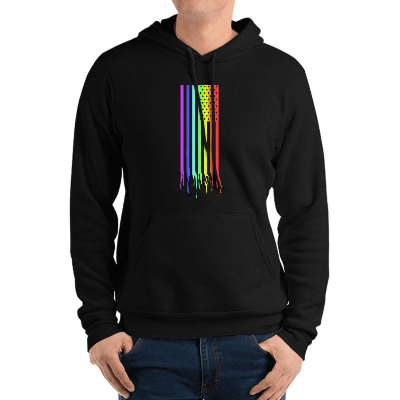 American Flag- Gay Pride Unisex Hooded Sweatshirt Men Black