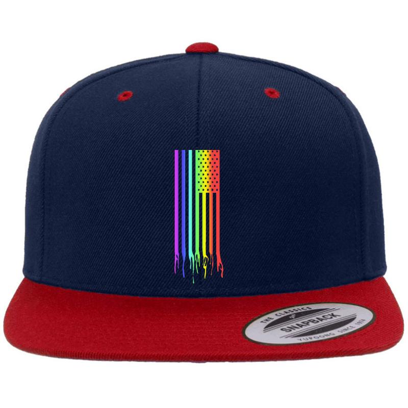 American Flag- Gay Pride Premium Flat Bill Snapback Cap  Navy