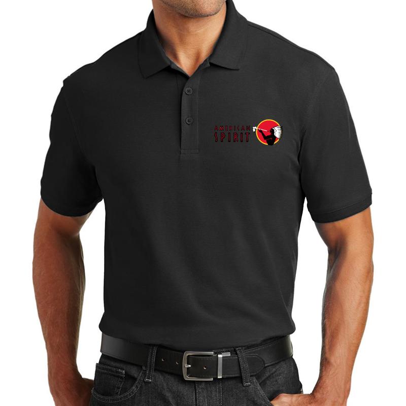 American Spirit Logo Unisex Polo Jersey Sport Shirt Men Black