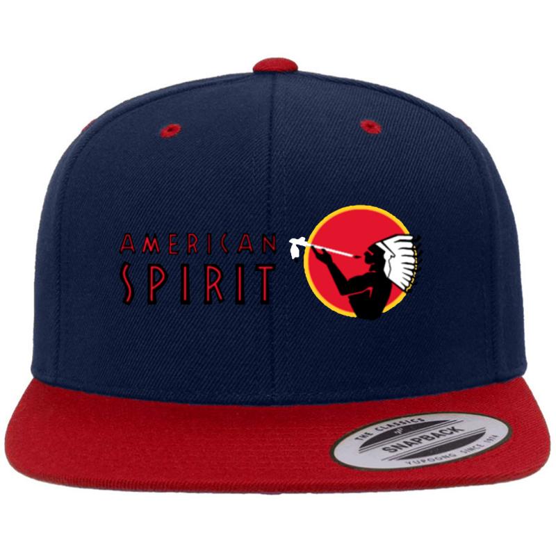 American Spirit Logo Premium Flat Bill Snapback Cap  Navy