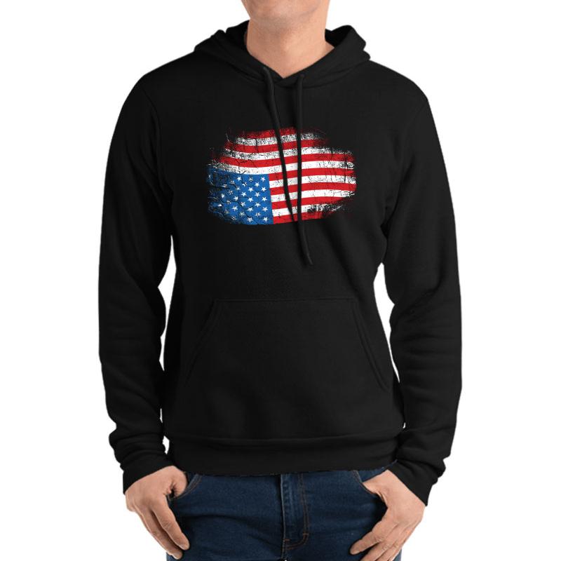 Upside Down American Flag Us In Distress  Unisex Hooded Sweatshirt Men Black