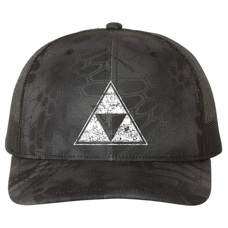 Zelda Triforce Richardson Premium Trucker Snapback Cap  Kryptek Typhon Black